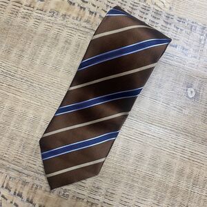 Ermenegildo Zegna 100% Silk Brown Geometric Men Neck Tie Length 59” Width 3 3/4"